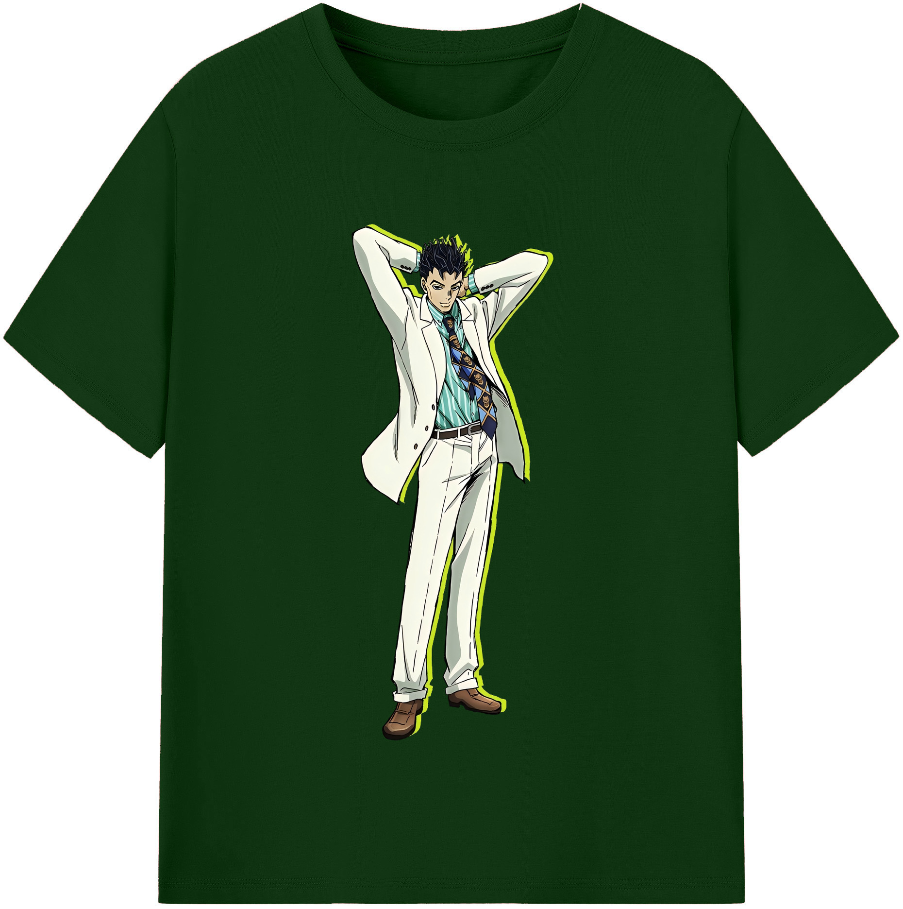 （画像用） ジョジョの奇妙な冒険 きら よしかげ JoJo's Bizarre Adventure Kira Yoshikage 綿100％半袖Tシャツ（フロントプリント）